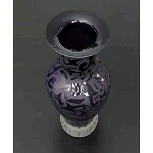 Vtg Michael Weems 2005 Elise Frosted Amethyst Vase Signed & Dated